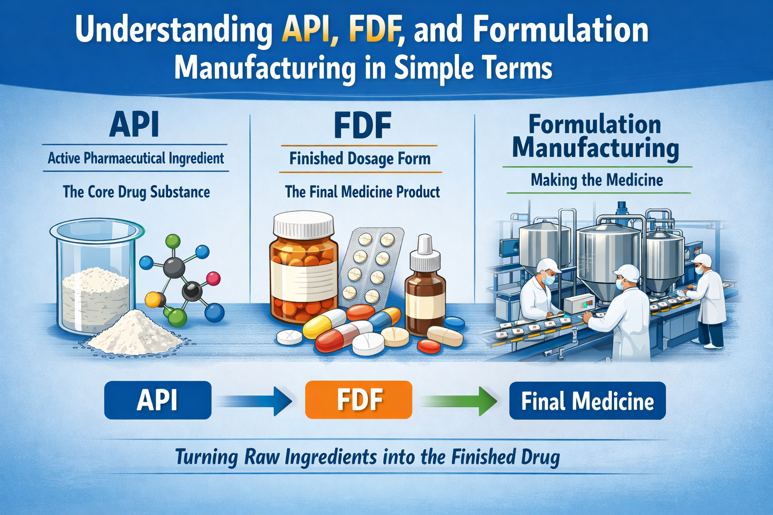 Understanding API, FDF, and Formulation Manufacturing in Simple Terms