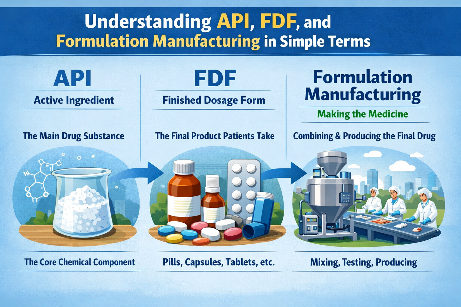 Understanding API, FDF, and Formulation Manufacturing in Simple Terms